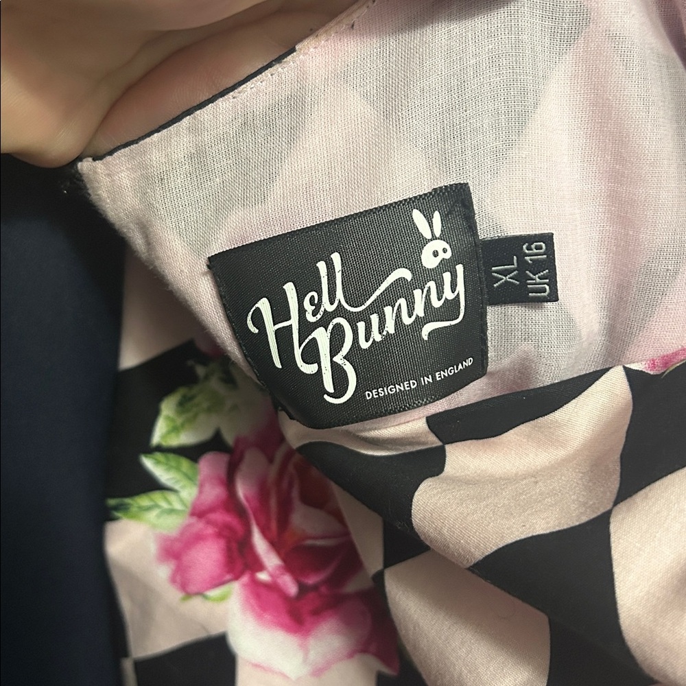 Hell Bunny Pink and Black Harlequin Floral Dress - Picture 2 of 2
